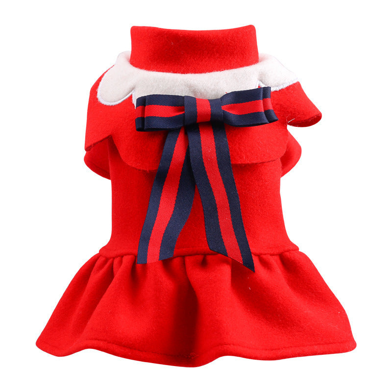 Pet Dog Cat Autumn And Winter Woolen Cloth Student British Style Cat