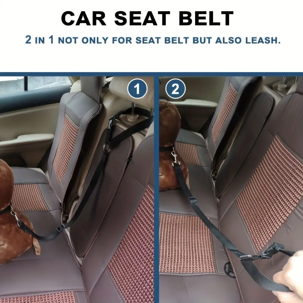 Solid Two-in-one Pet Car Seat Belt Lead Leash