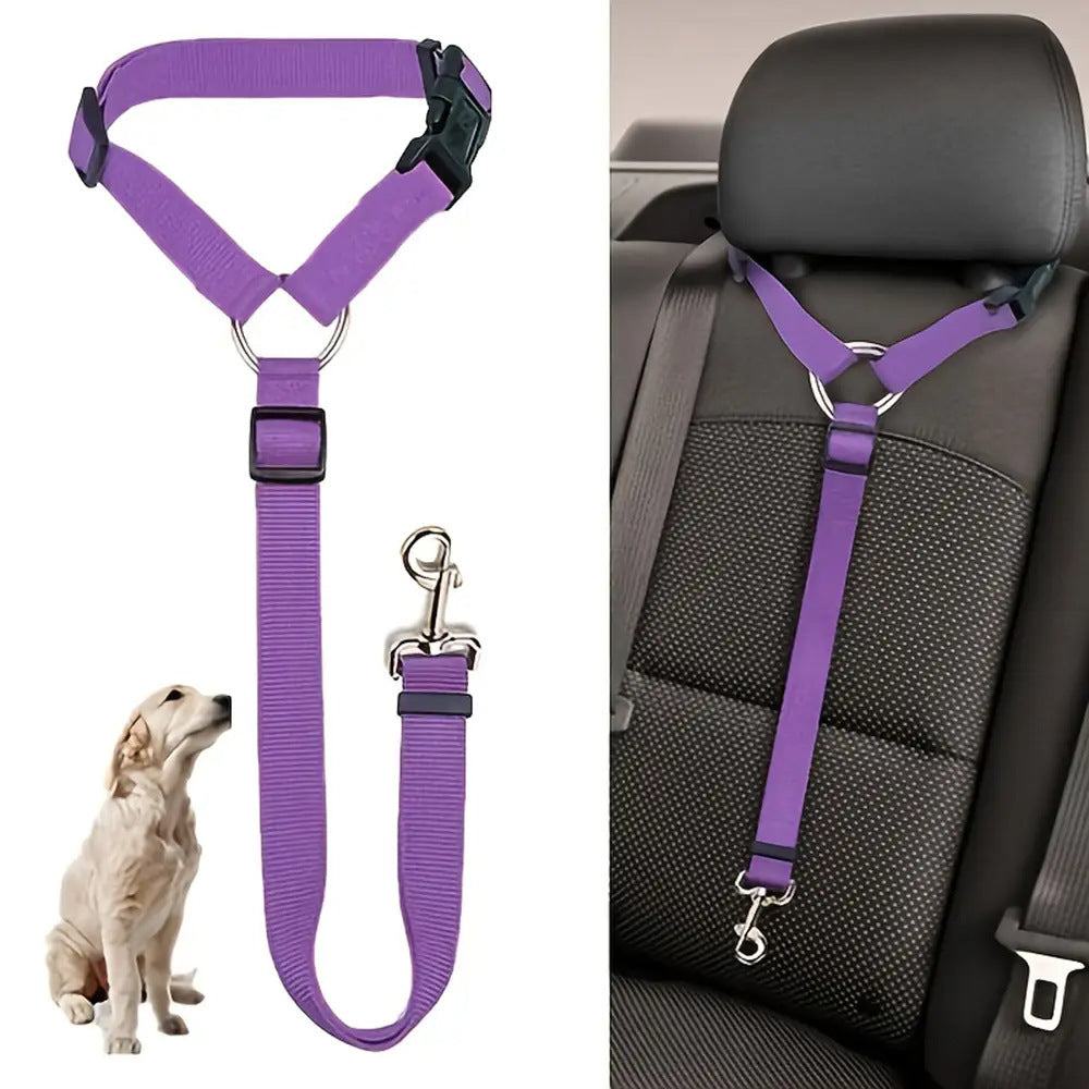 Solid Two-in-one Pet Car Seat Belt Lead Leash