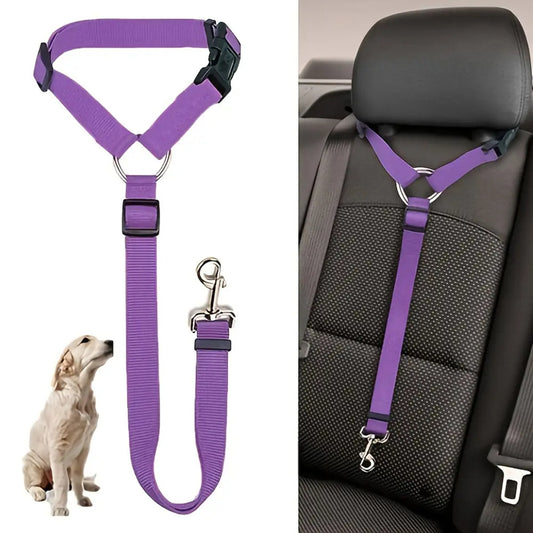 Solid Two-in-one Pet Car Seat Belt Lead Leash
